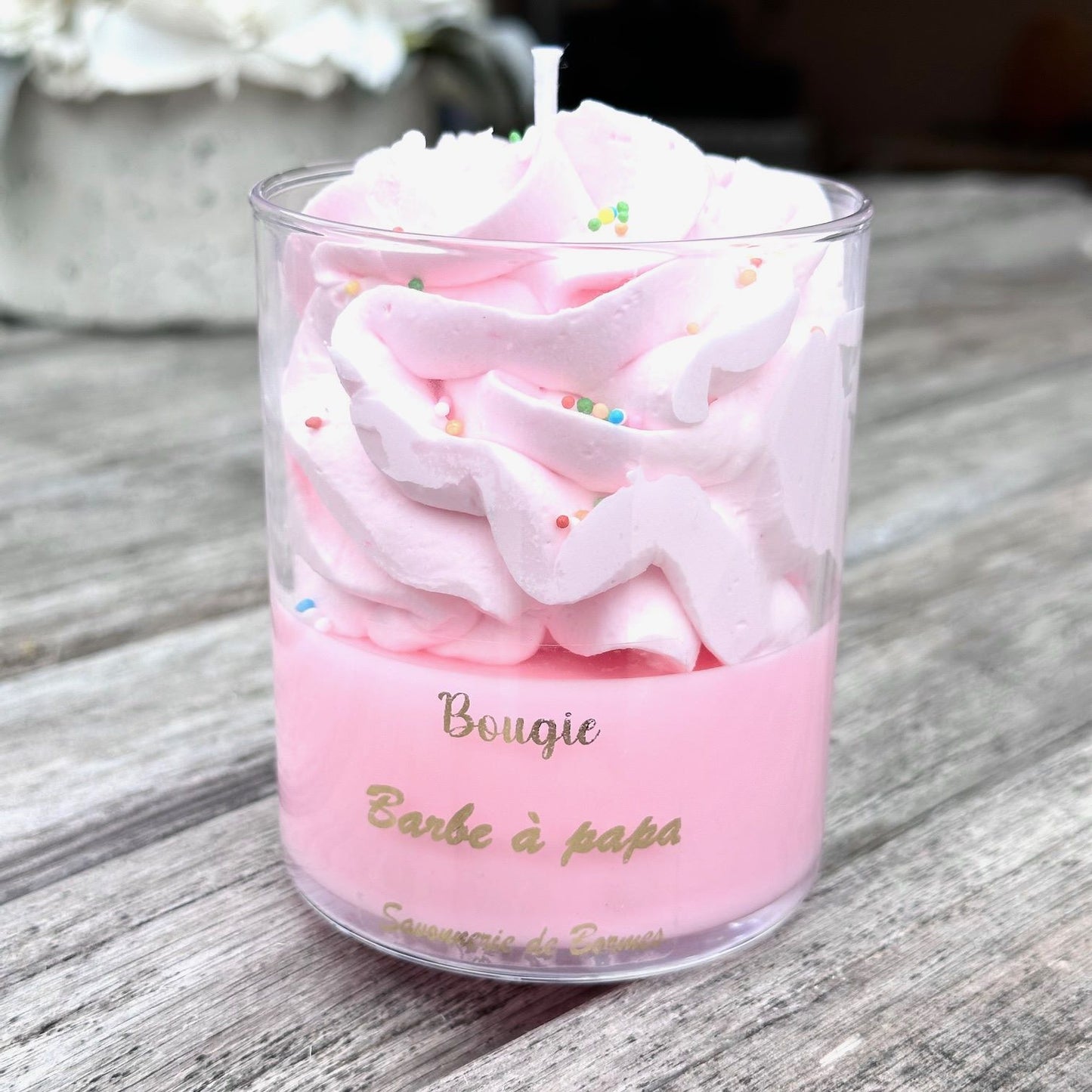 Bougies barbe à papa festif artisanale