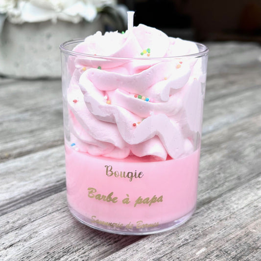 Bougies barbe à papa festif artisanale