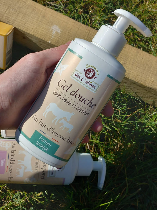 Gel douche corps,visage,cheveux lait d'ânesse bio